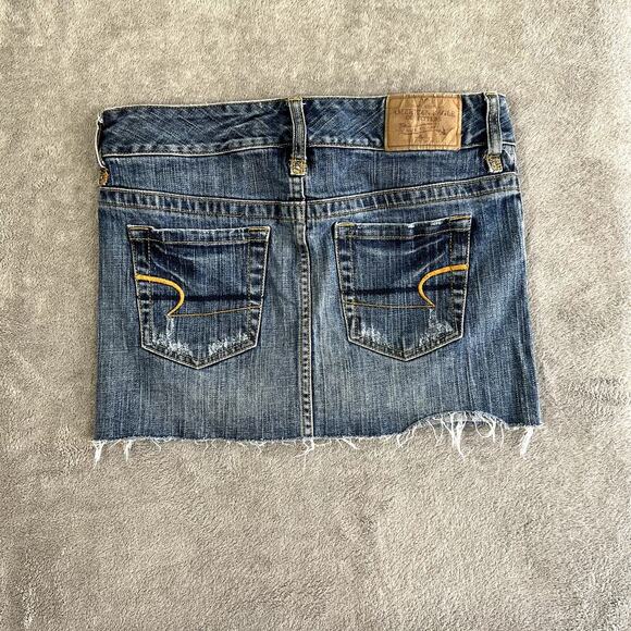 Vintage Y2K American Eagle Micro Denim Mini Skirt Women's 0 Distressed Grunge - Picture 6 of 11
